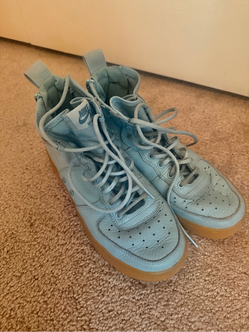 Nike Kids High-Top Sneakers in Light Blue with Gum Outsole